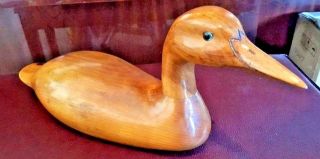 Hand Carved Solid Wood Decorative Duck Decoy Glass Eyes