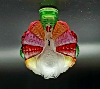 Vintage Peacock Multi - Colored Hand - Painted Glass Light Cover