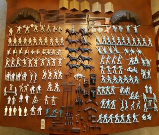 Vintage Marx Blue & Gray Civil War Battle Playset 227 Soldiers And Accessories