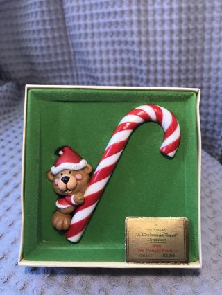 1979 Vintage Hallmark A Christmas Treat Tree Trimmer Ornament Bear Candy Cane