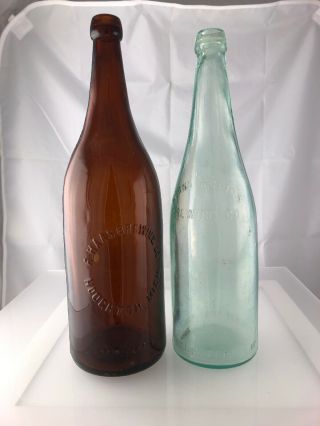 Two Michigan Blob Bottles - A Haas Brewing Co,  Houghton & Grand Rapids Brewing