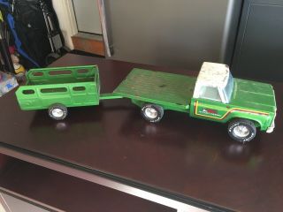 Vintage Nylint Farms Flat Bed Truck With Trailer