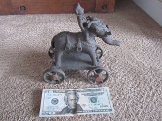 Antique Temple Pull Toy Bronze Elephant Folk Art Indian Tibetan Asian Old 1800 
