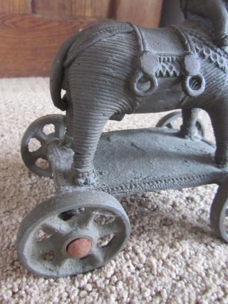 Antique Temple Pull Toy Bronze Elephant Folk Art Indian Tibetan Asian Old 1800 ' s 3