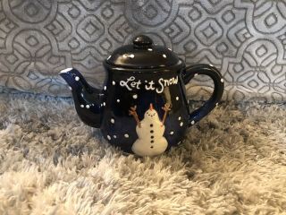 Christmas Teapot Bella Casa By Ganz Tea Pot “let It Snow” Snowflakes Ceramic