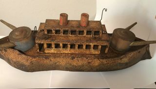 Dayton Or Schieble Hill Climber Toy Boat Pressed Steel Awesome Toy