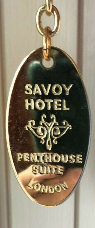Vintage Five Star Savoy Hotel London Penthouse Suite Gold Plated Metal Key Fob