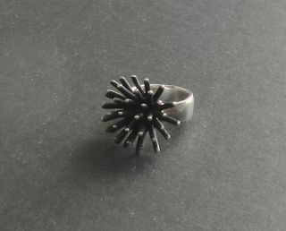 Vintage Sterling Silver Spiked Modernist Ring Size 7 Hand Wrought