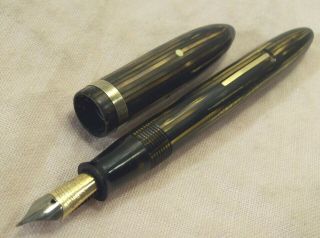 1930s Sheaffer Balance 1000 Lifetime 14k Nib Golden Brown Striated Fountain Pen