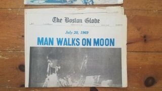 BOSTON GLOBE July 20,  1969 Apollo11 Moon Landing and Boston HERALD July 17 COLOR 3