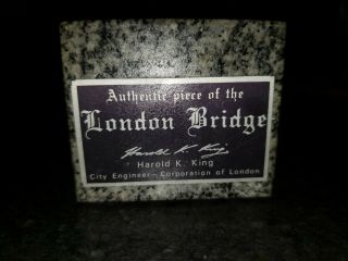 Authentic Piece Of London Bridge Harold K.  King,  Brick,  Paperweight 2 " X 2 " X1.  75 "