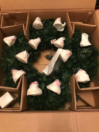 24 Inch Musical Roman Inc Caroling Christmas Bells Wreath.  Box.