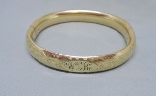 Art Nouveau Etched Bangle Bracelet 1/10 14 - K Gold Filled No Scrap 22.  7 Gr.