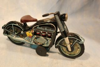 1959 Harley Davidson Motorcycle Friction Motor Japanese T.  N Nomura Tin Toy