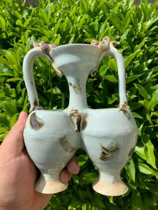 Estate Old House Chinese Antique Double Ear Vase 2