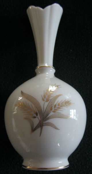Vintage Lenox 8 " Gold Harvest Wheat Pattern Bud Vase W/24k Gold Trim