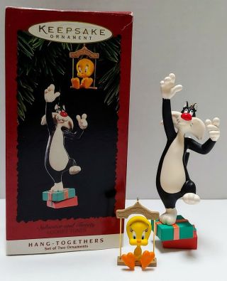 Hallmark 1995 Vintage Keepsake Ornaments Sylvester & Tweety Set Looney Tunes