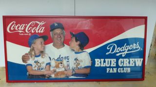 Vintage Coca Cola Coke Dodgers Baseball Tommy Lasorda Framed Poster