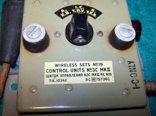 1944 Wireless Set No.  19.  Control Unit No.  3C MK II Z.  A.  10362.  Exc Cond 2