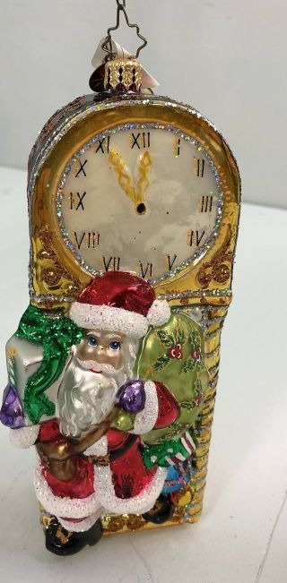 Vtg Christopher Radko Santa,  Tree,  Toys & Clock Christmas Ornament
