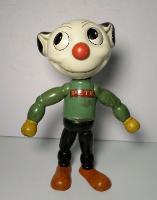 1930s Pete The Pup Green Body Figure Doll By J L Kallus Jointed Wooden Body Comp