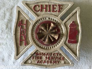 Nassau County Ny Fire Service Academy Chief Maltese Cross For Car Bumper 1970 