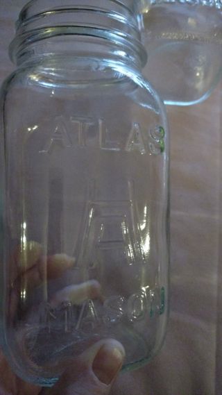 4 Vintage Clear Glass Hazel Atlas H over A Square Mason Jar Quart 2