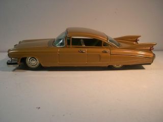 Bandai 1959 Cadillac Sedan DeVille Large Gold 12” Tin Friction,  Japan, 2