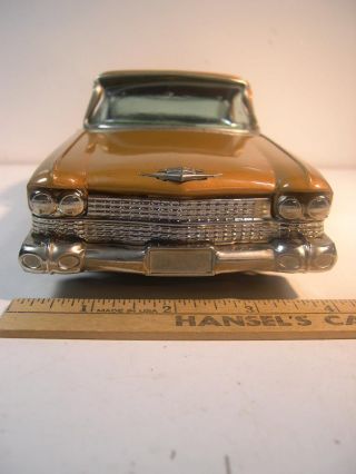 Bandai 1959 Cadillac Sedan DeVille Large Gold 12” Tin Friction,  Japan, 3