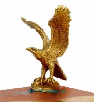 Small Bronze Brass Statue Eagle/hawk Figure Figurine 4.  5 " High