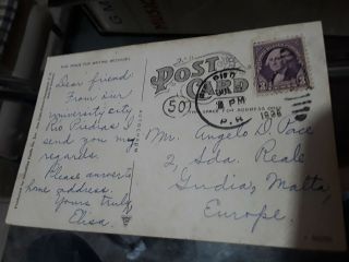 Malta Postal History Postcard - P.  H.  S.  No 50 (type E) 1936