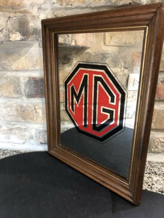 Mg Car Company Advertising Display Sign Mirror Vintage 1960’s Garage Pub Mancave