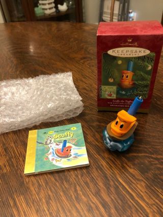 2000 Hallmark - Scuffy The Tugboat With Little Little Golden Book Ornament