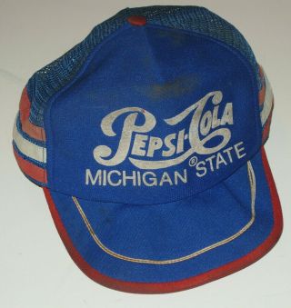 Vintage 1980s Pepsi Cola,  Michigan State Snapback Trucker 