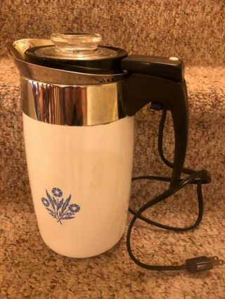 Vintage Corning Ware Electric Coffee Pot 10 Cup Blue Cornflower Complete Evuc