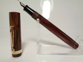1920´s Redipoint Rm7 Red Mottled Hard Rubber Fountain Pen 14ct Flexy M Nib