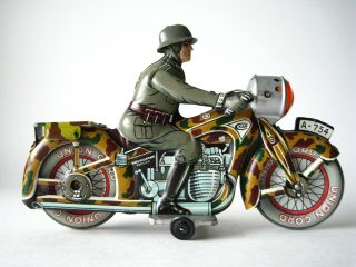 Arnold prewar tin clockwork military motorcycle Germany 1935 2