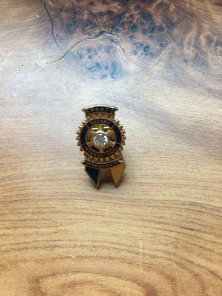 Vintage 10k Gold Filled Enamel Diamond Rotary International Past President Pin