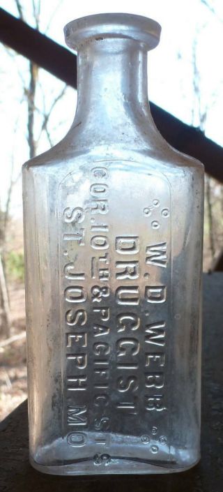 Missouri Drug Store Bottle - W.  D.  Webb - Druggist - St.  Joseph - 1880s