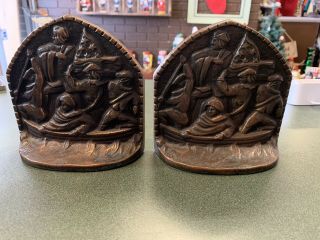 Vintage Cast Iron Bookends Of George Washington Crossing The Delaware