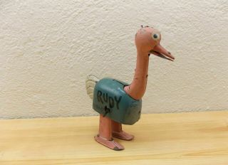 " Rudy Ostrich " From Barney Google Comic Tin Litho 8 " Wind - Up Nifty Germany Toy