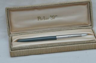 Lovely Vintage Parker No 51 Fountain Pen - Grey & Steel Cap - Boxed And