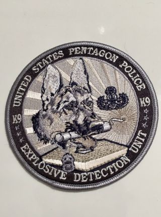 U.  S.  Pentagon Police K - 9 Explosive Detection Unit Subdued Patch Bomb Federal Eod