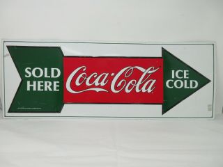 Vintage 1991 Coca - Cola Metal Arrow Sign.