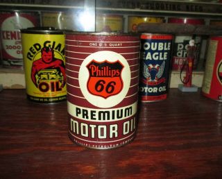 Vintage Metal Phillips 66 Premium Motor Oil Full 1 - Quart Can