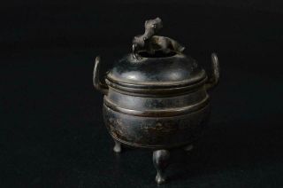 U2700: Japanese Old Copper Beast Sculpture Shapely Incense Burner Tea Ceremony
