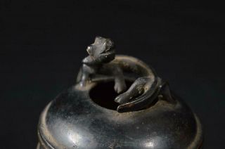 U2700: Japanese Old Copper Beast sculpture Shapely INCENSE BURNER Tea Ceremony 2