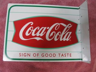Flange Type Double - Sided Coca - Cola Advertising Sign J.  V.  Reed Co.  Litho