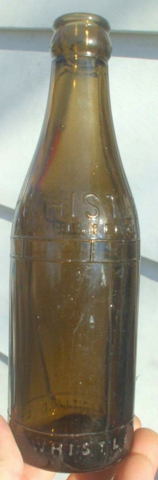 Topaz Colored Whistle Soda Bottle Mt Olive,  Il 1920 