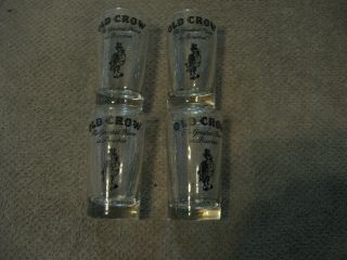Set Of 4 Vintage Old Crow Whiskey - Heavy Bottom - 4,  Inches Tall